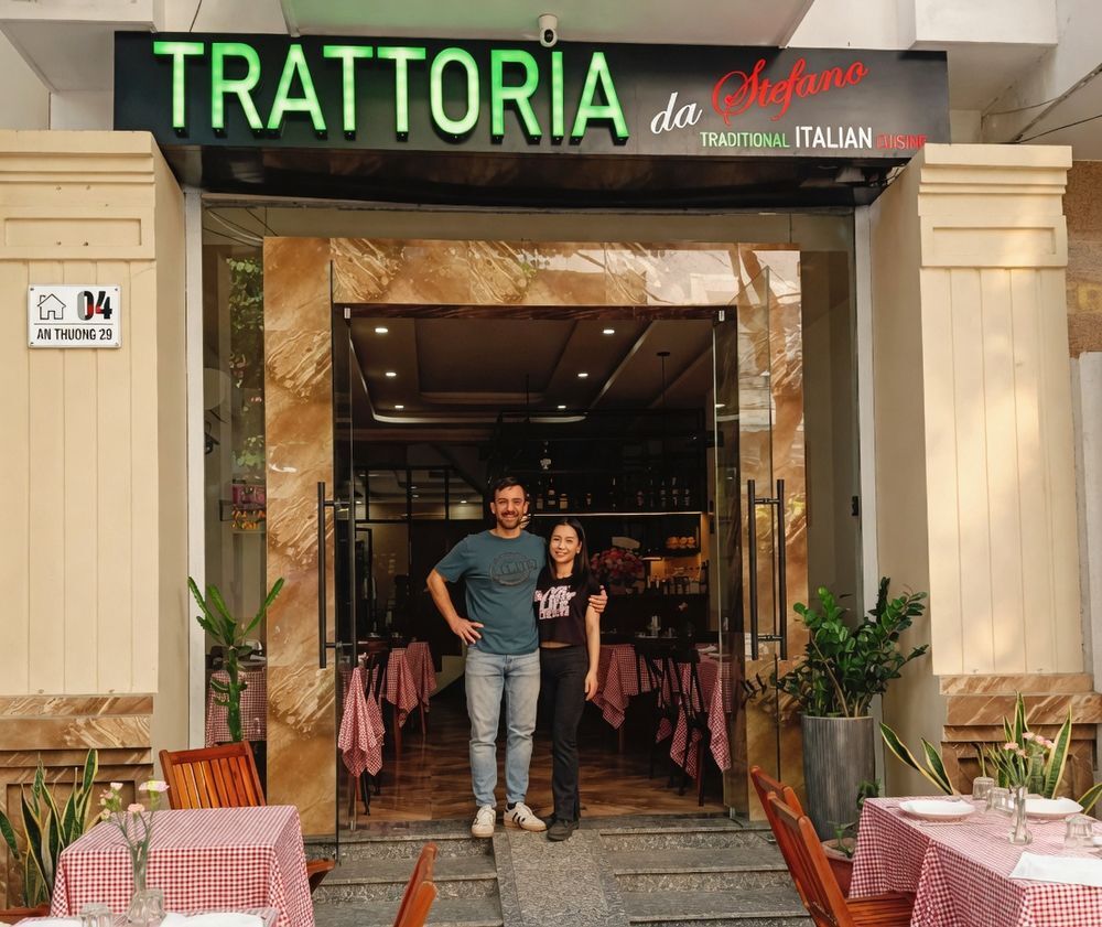 Stefano and his partner at Trattoria Da Stefano, Da Nang
